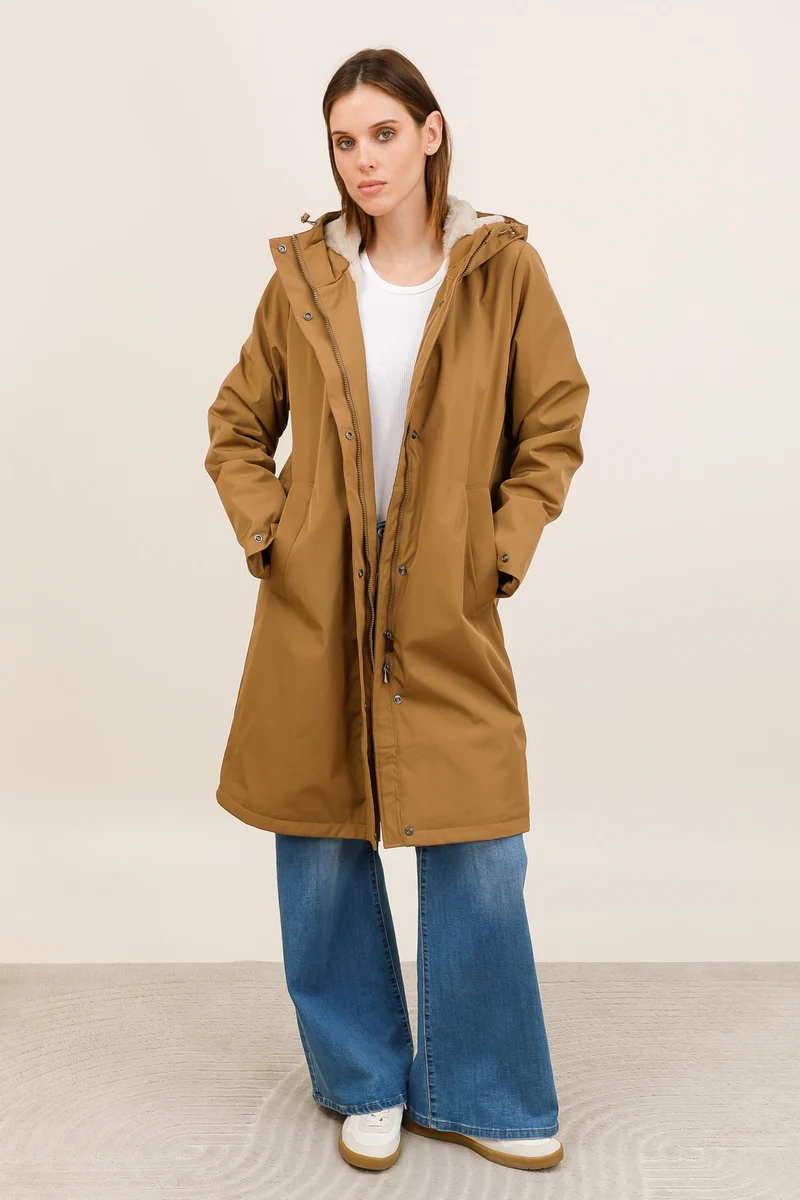 Parka imperméable fourrée longue