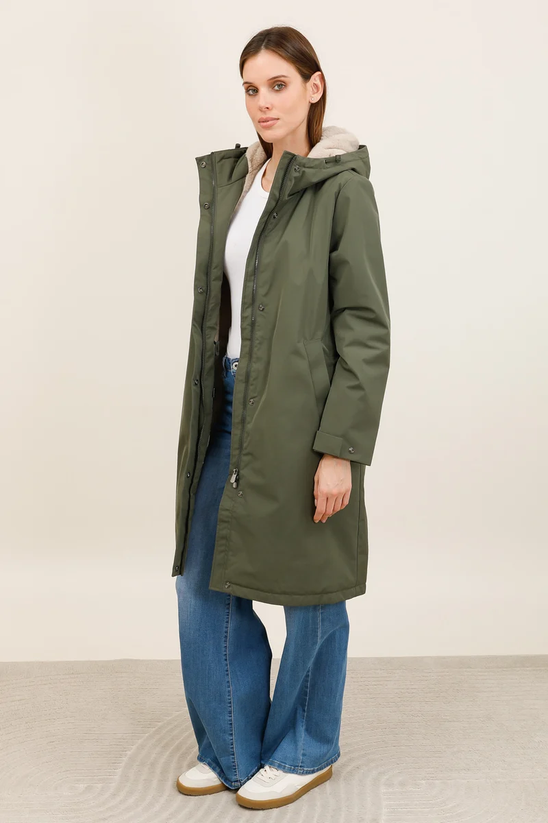Parka imperméable fourrée longue