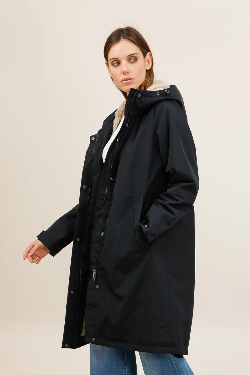 Parka imperméable fourrée longue