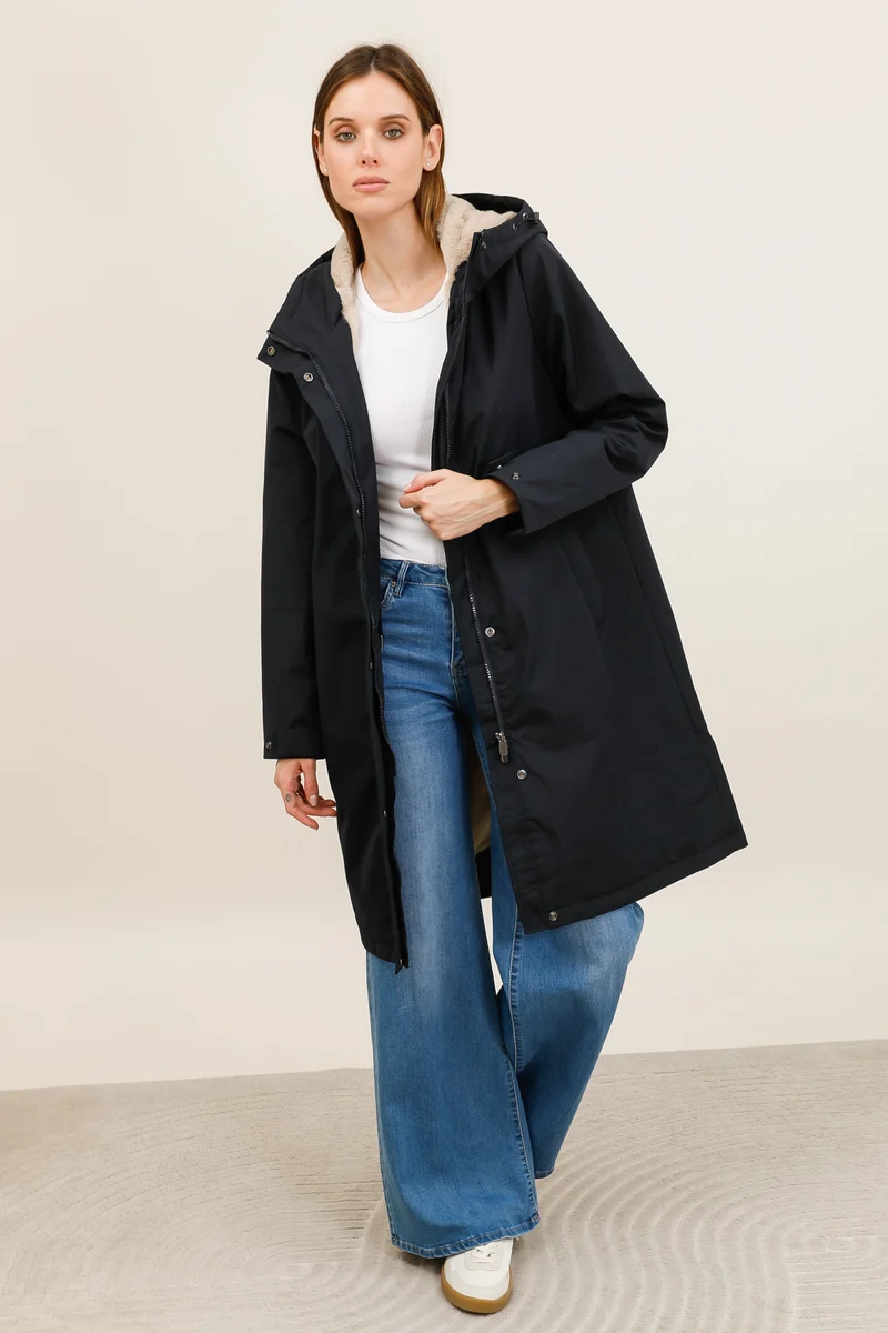 Parka imperméable fourrée longue