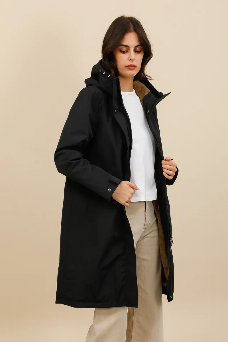 Parka imperméable fourrée longue