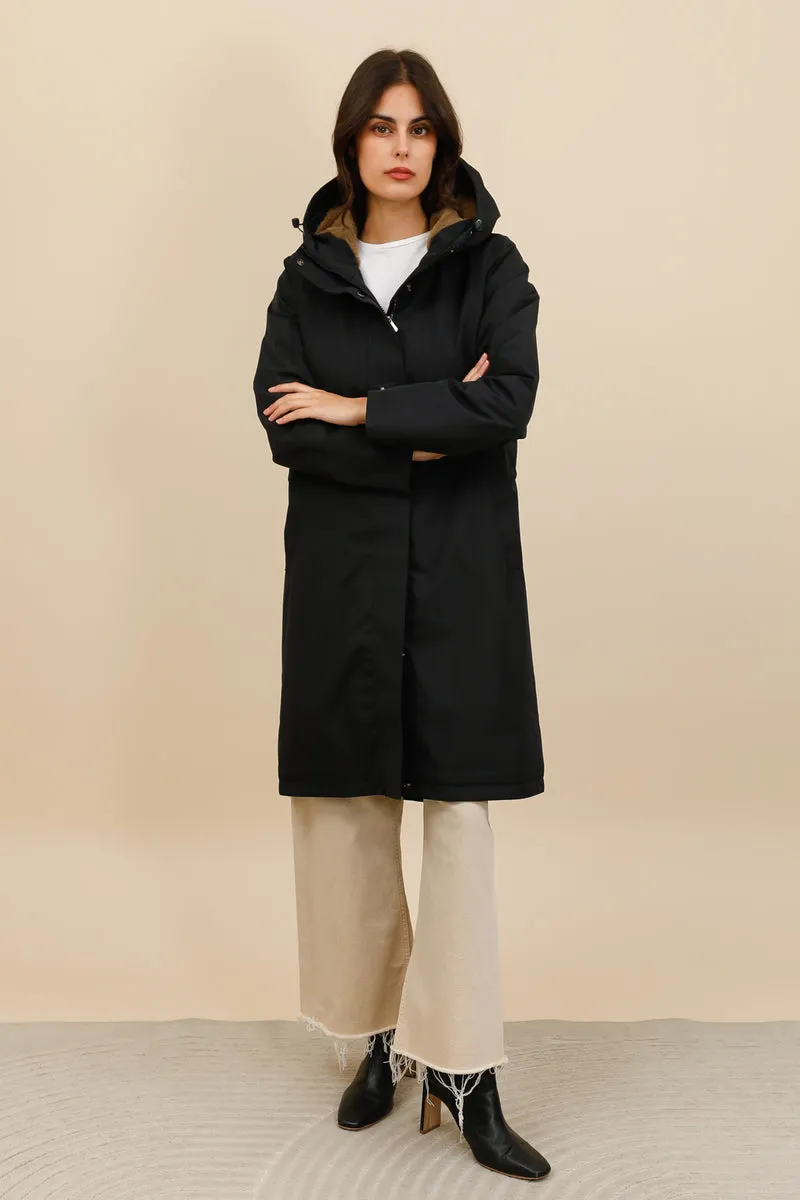Parka imperméable fourrée longue