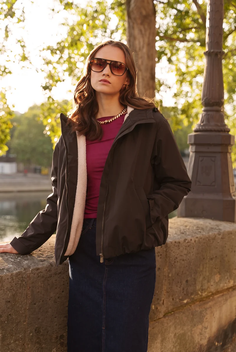 Veste imperméable fourrée