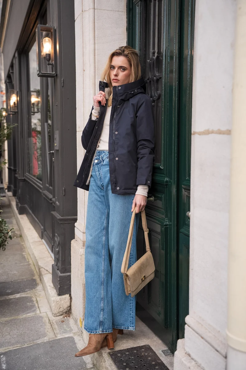 Parka fourrée bicolore courte