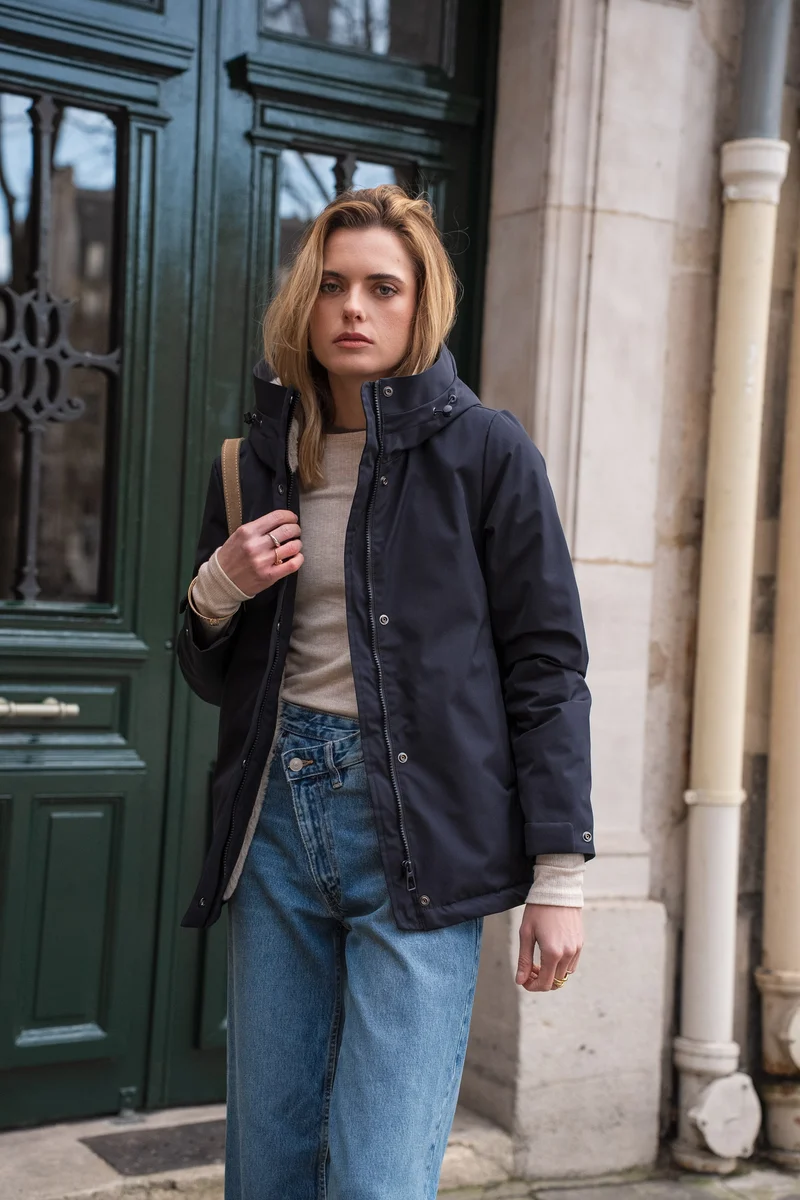 Parka fourrée bicolore courte