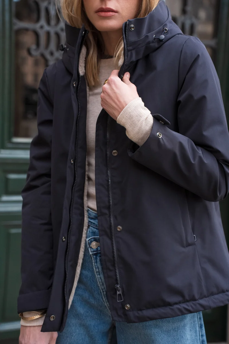 Parka fourrée bicolore courte