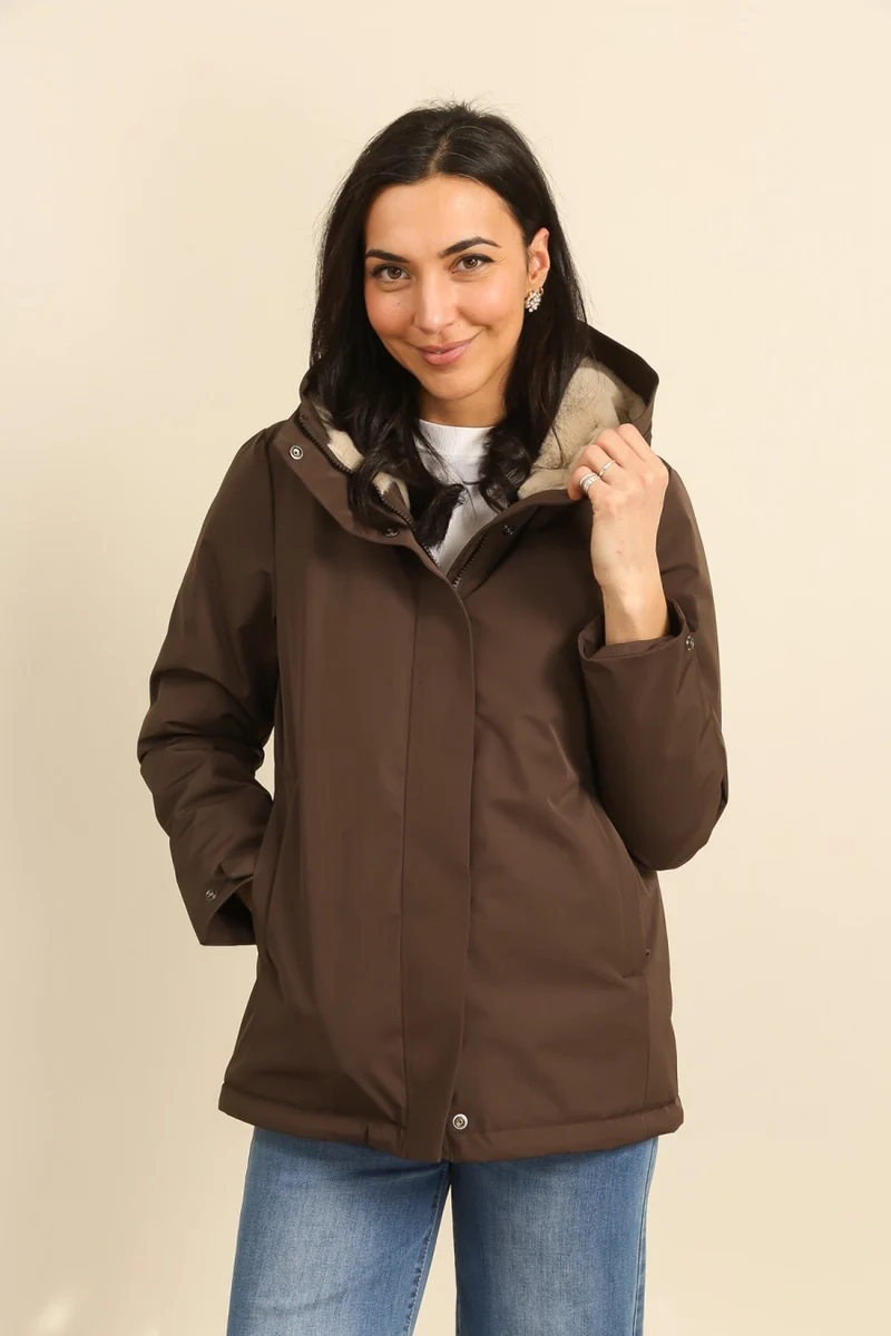 Parka fourrée bicolore courte