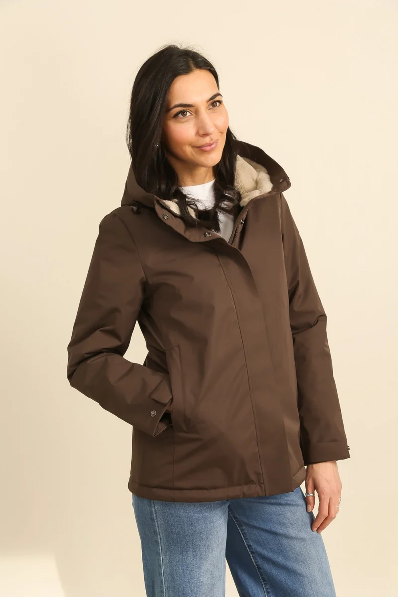 Parka fourrée bicolore courte