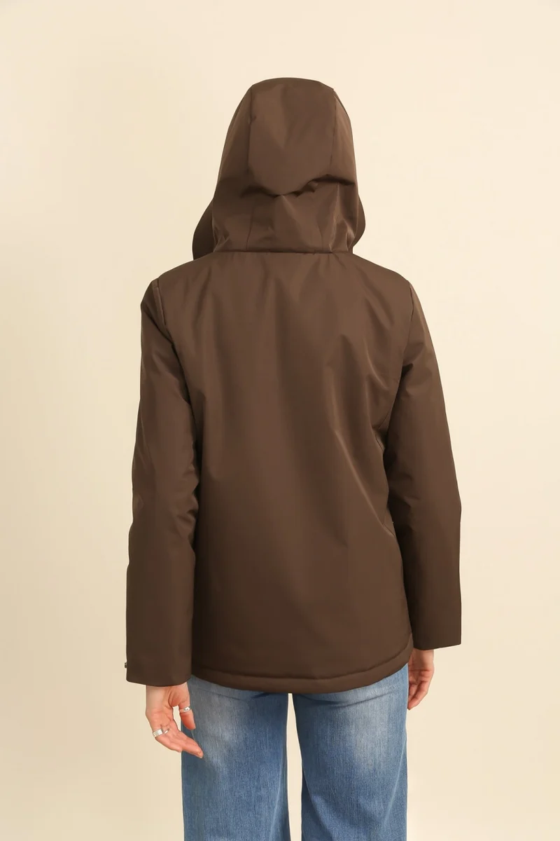 Parka fourrée bicolore courte