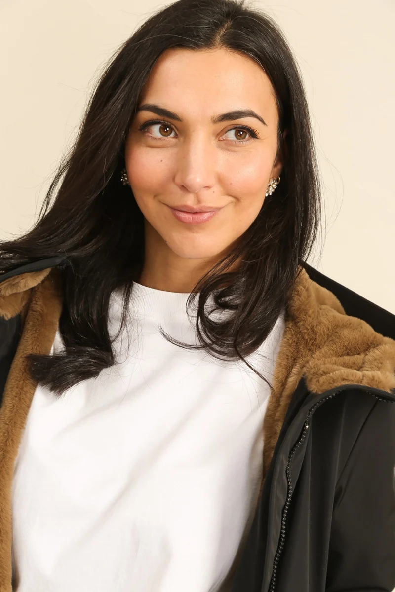 Parka fourrée bicolore courte