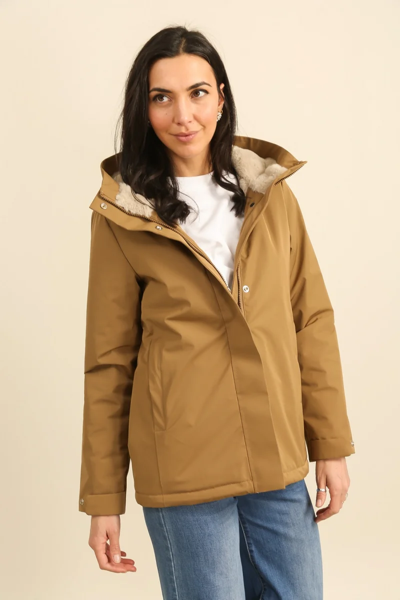 Parka fourrée bicolore courte