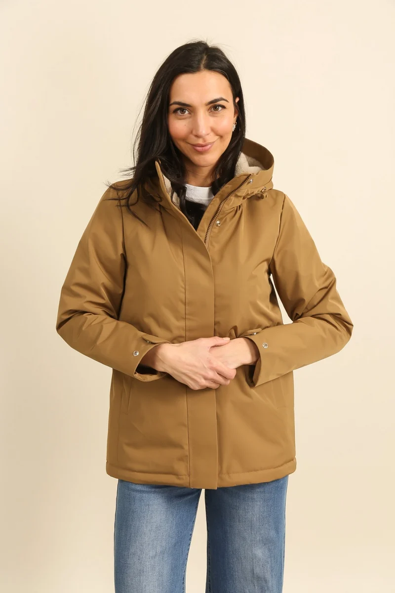 Parka fourrée bicolore courte