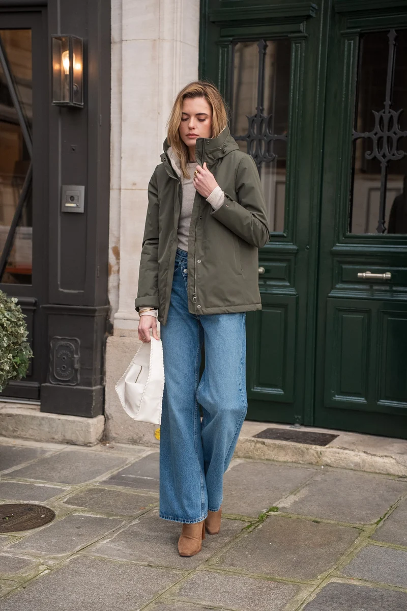 Parka fourrée bicolore courte