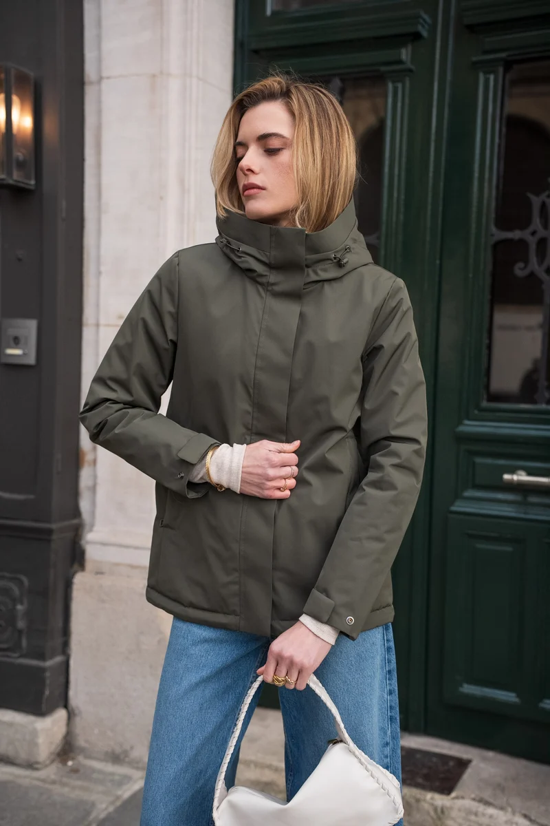 Parka fourrée bicolore courte