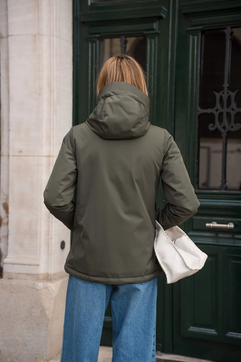 Parka fourrée bicolore courte