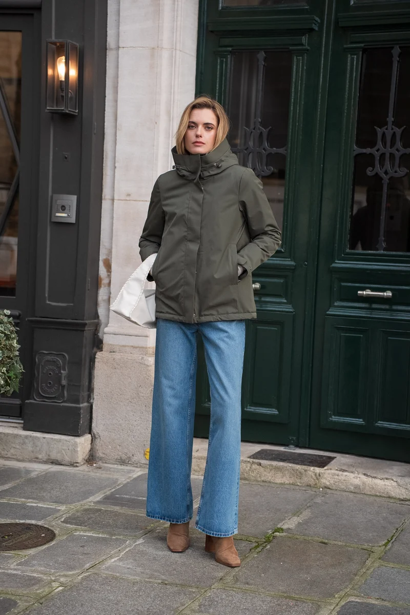 Parka fourrée bicolore courte