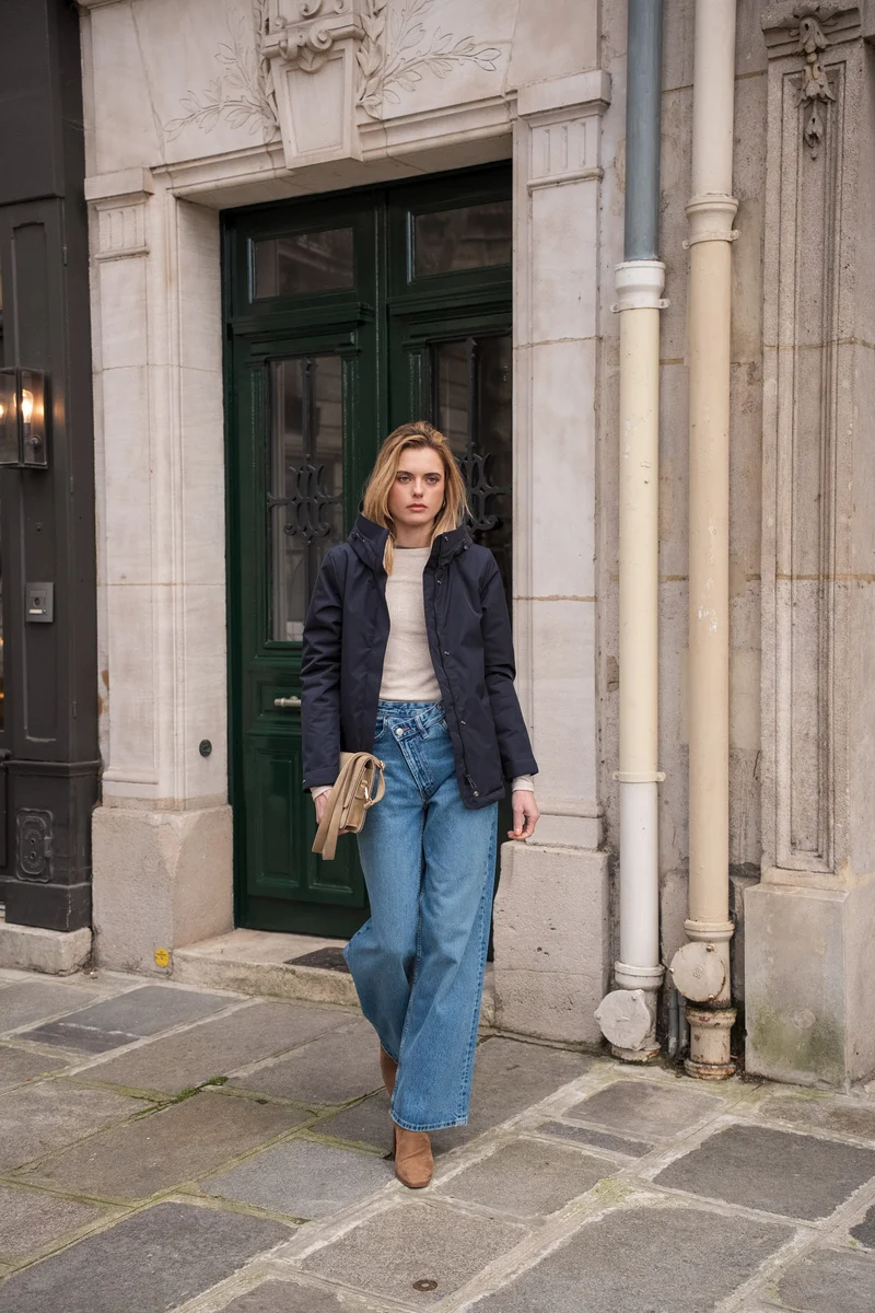 Parka fourrée bicolore courte