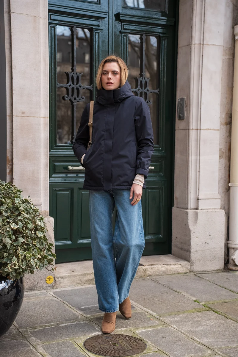 Parka fourrée bicolore courte