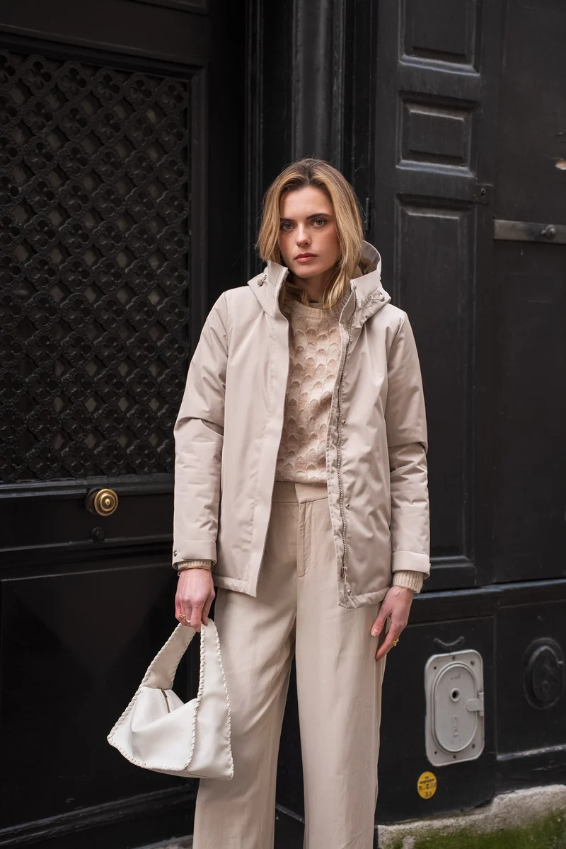 Parka fourrée bicolore courte