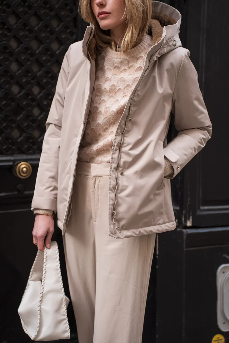 Parka fourrée bicolore courte