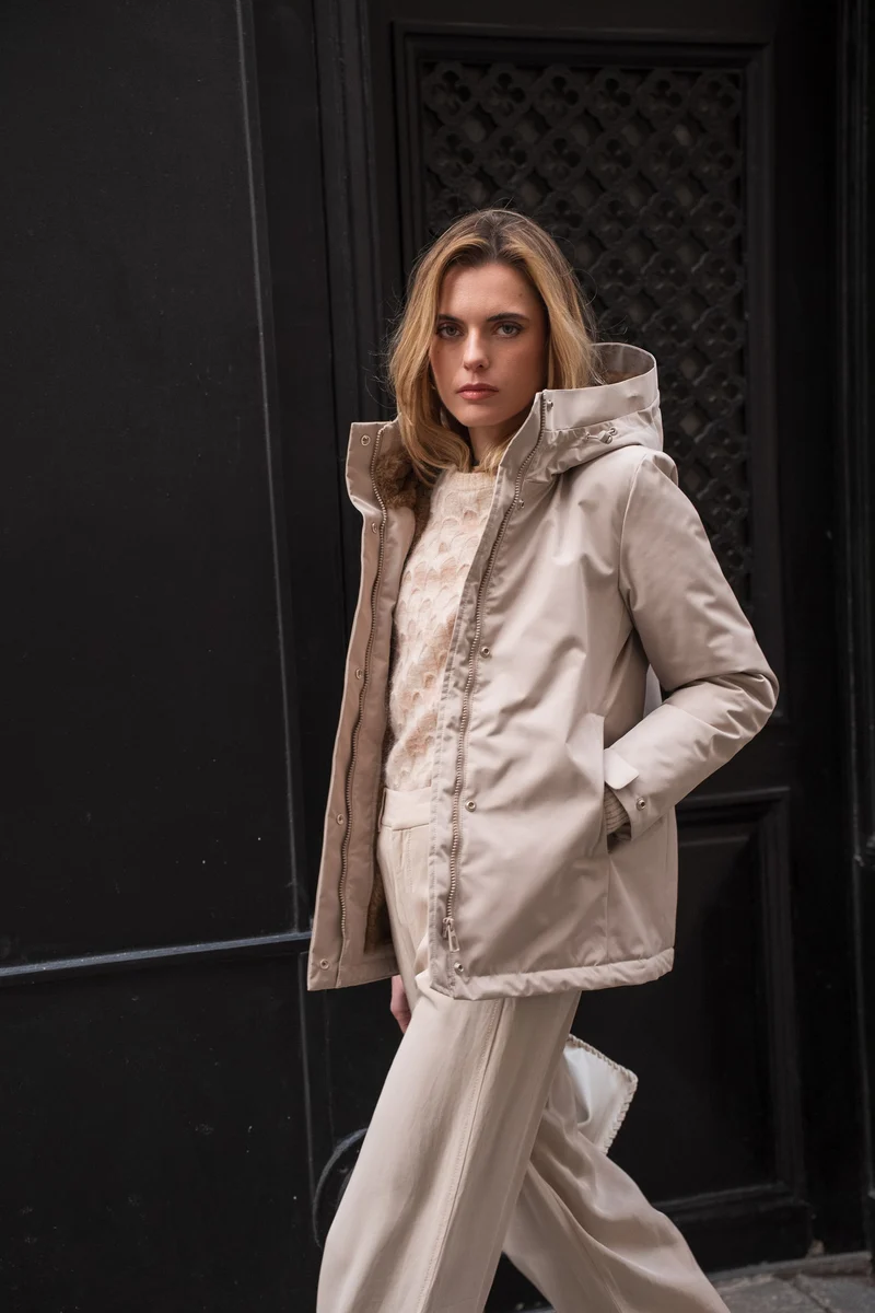 Parka fourrée bicolore courte