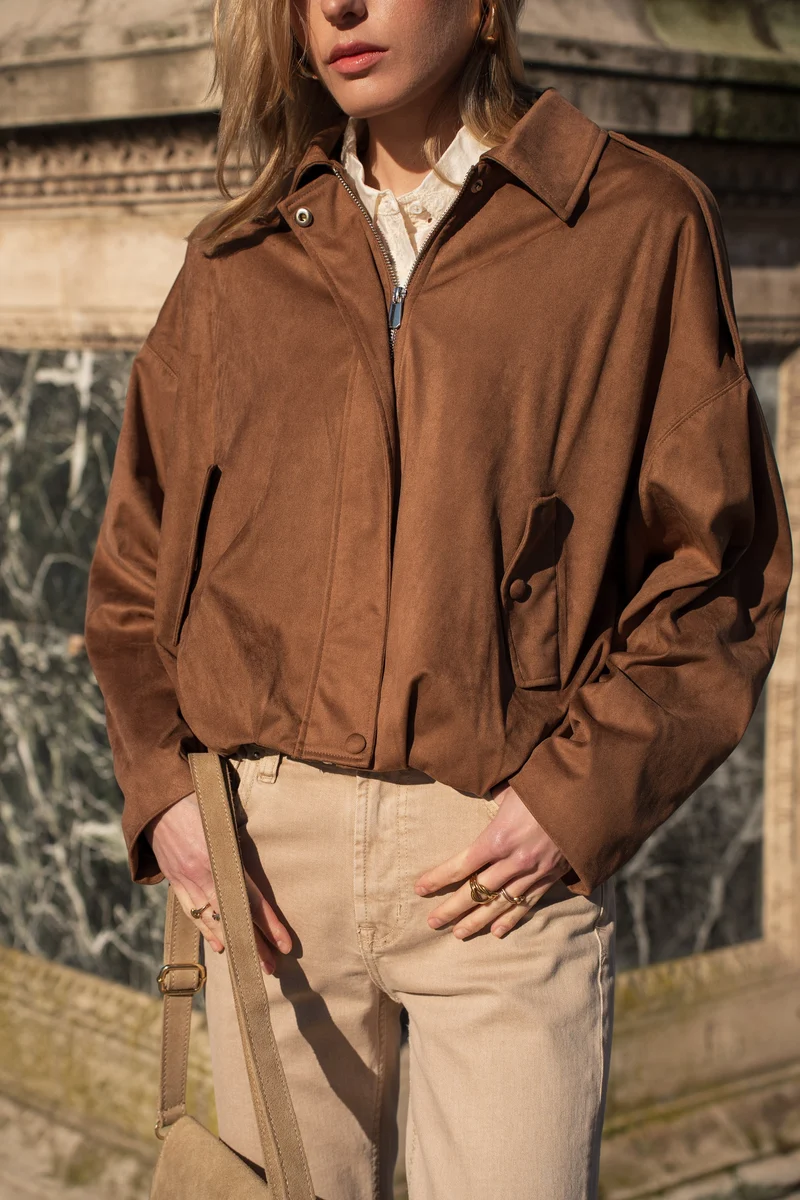 Veste oversize en suédine