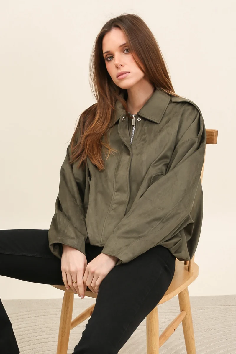 Veste oversize en suédine