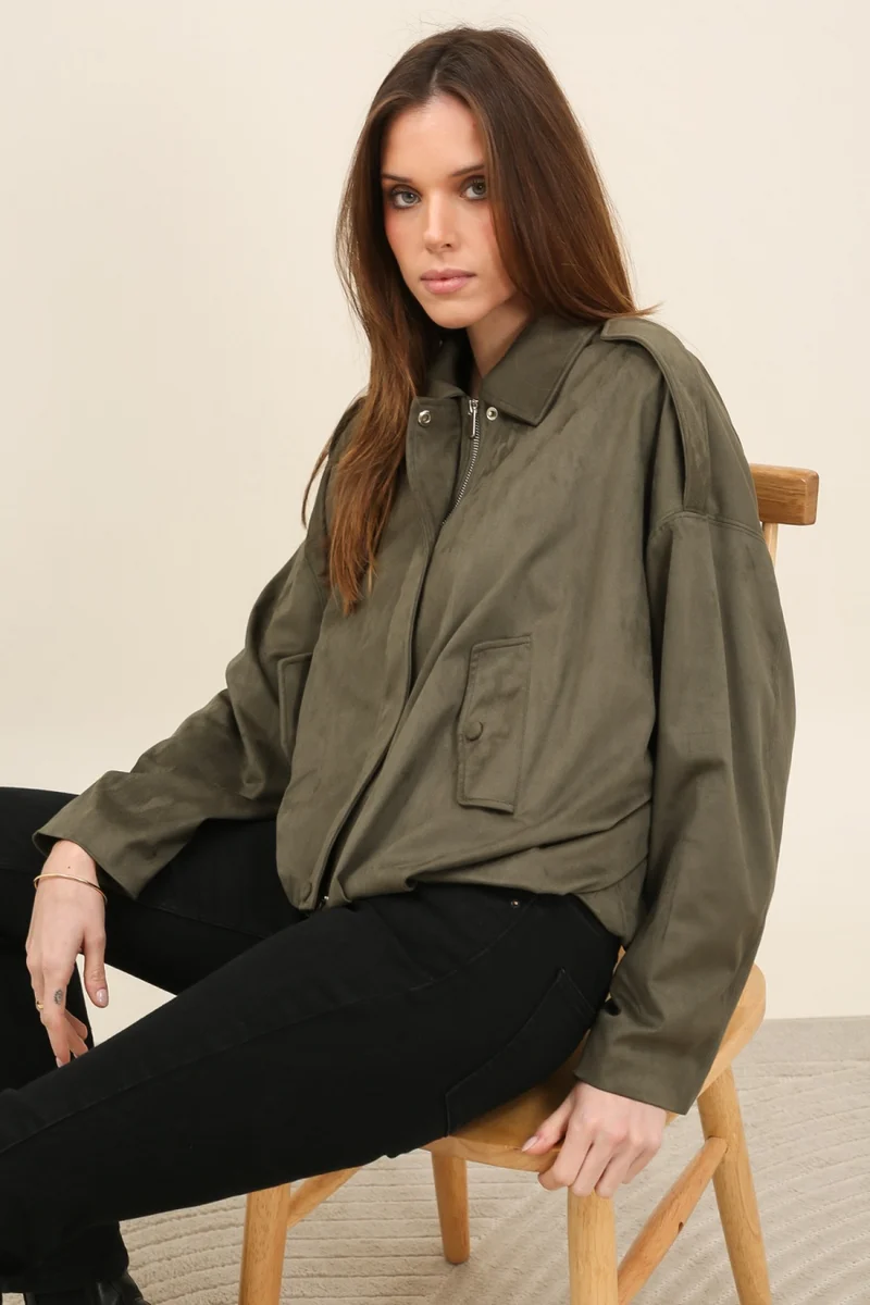 Veste oversize en suédine