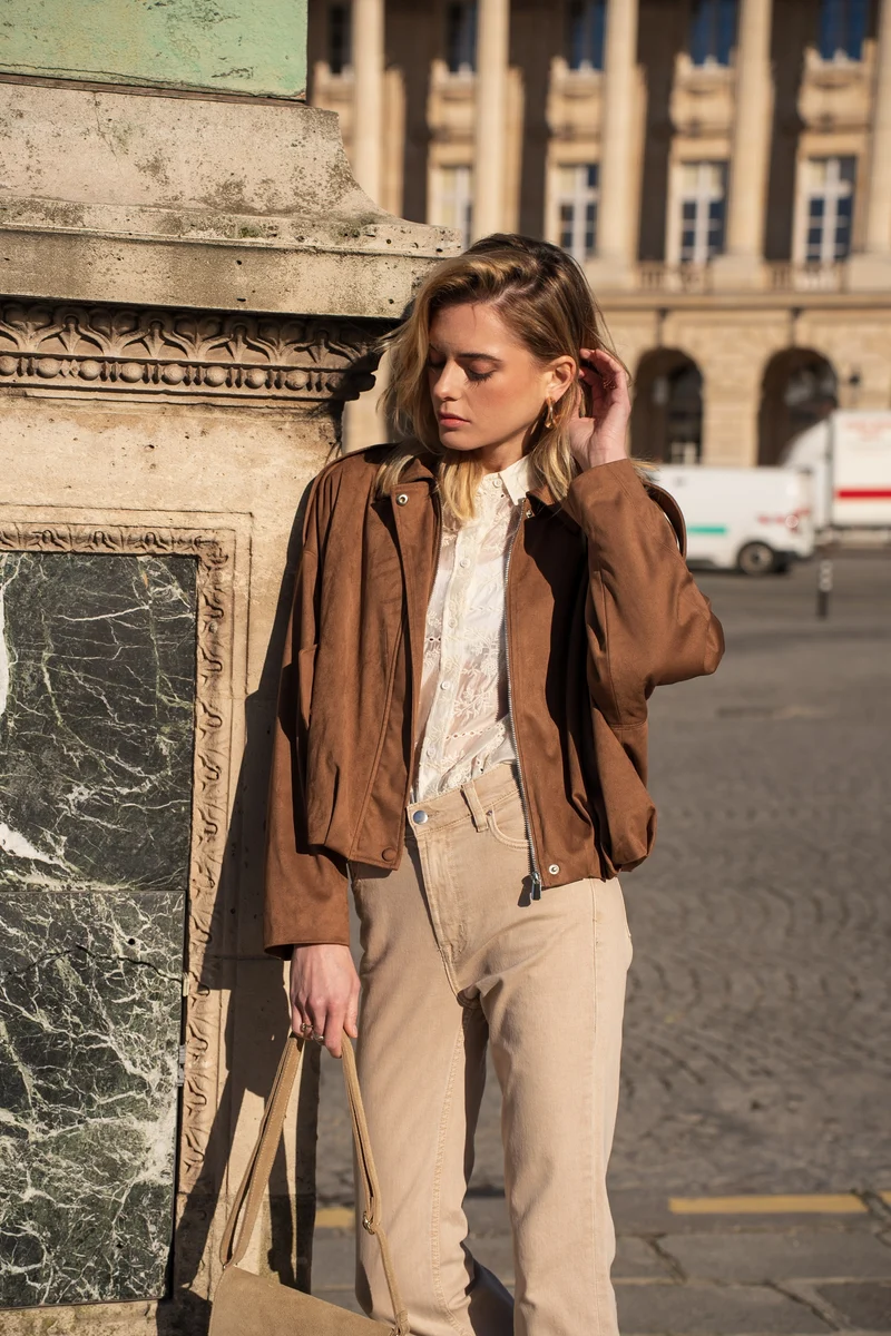 Veste oversize en suédine