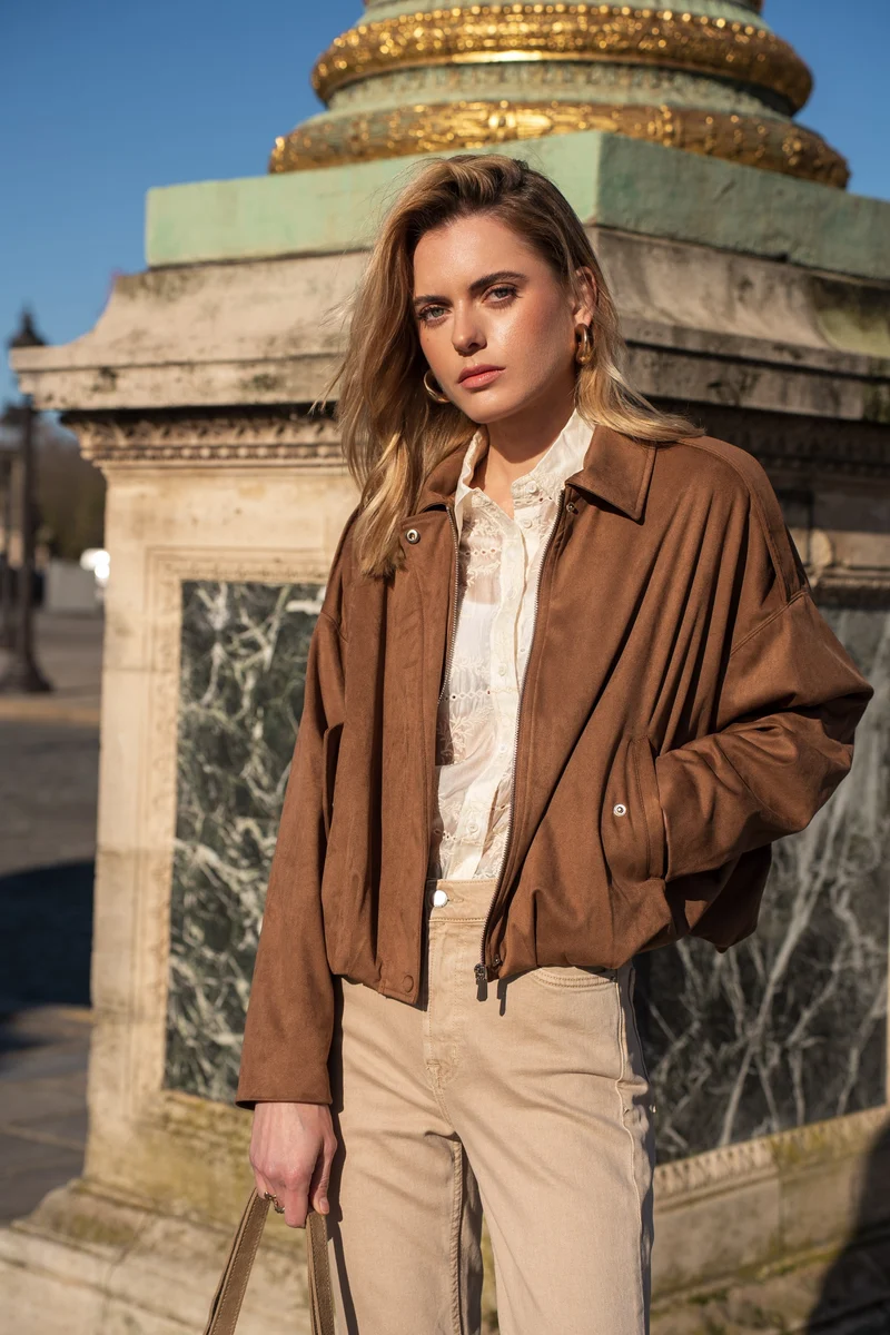Veste oversize en suédine