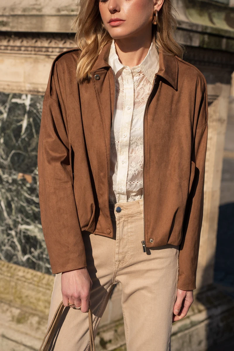 Veste oversize en suédine