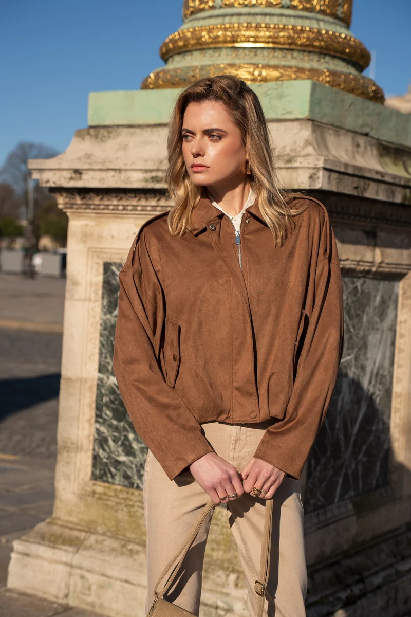 Veste oversize en suédine