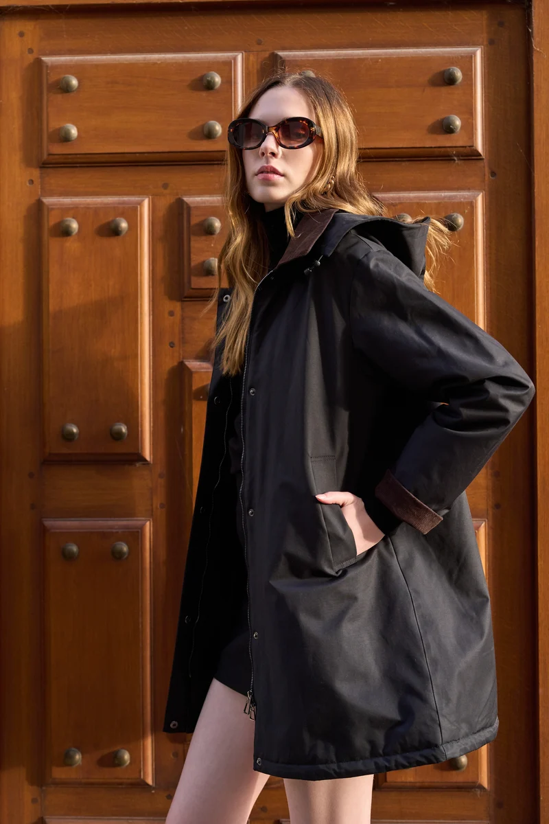 Veste coton fourrée longue