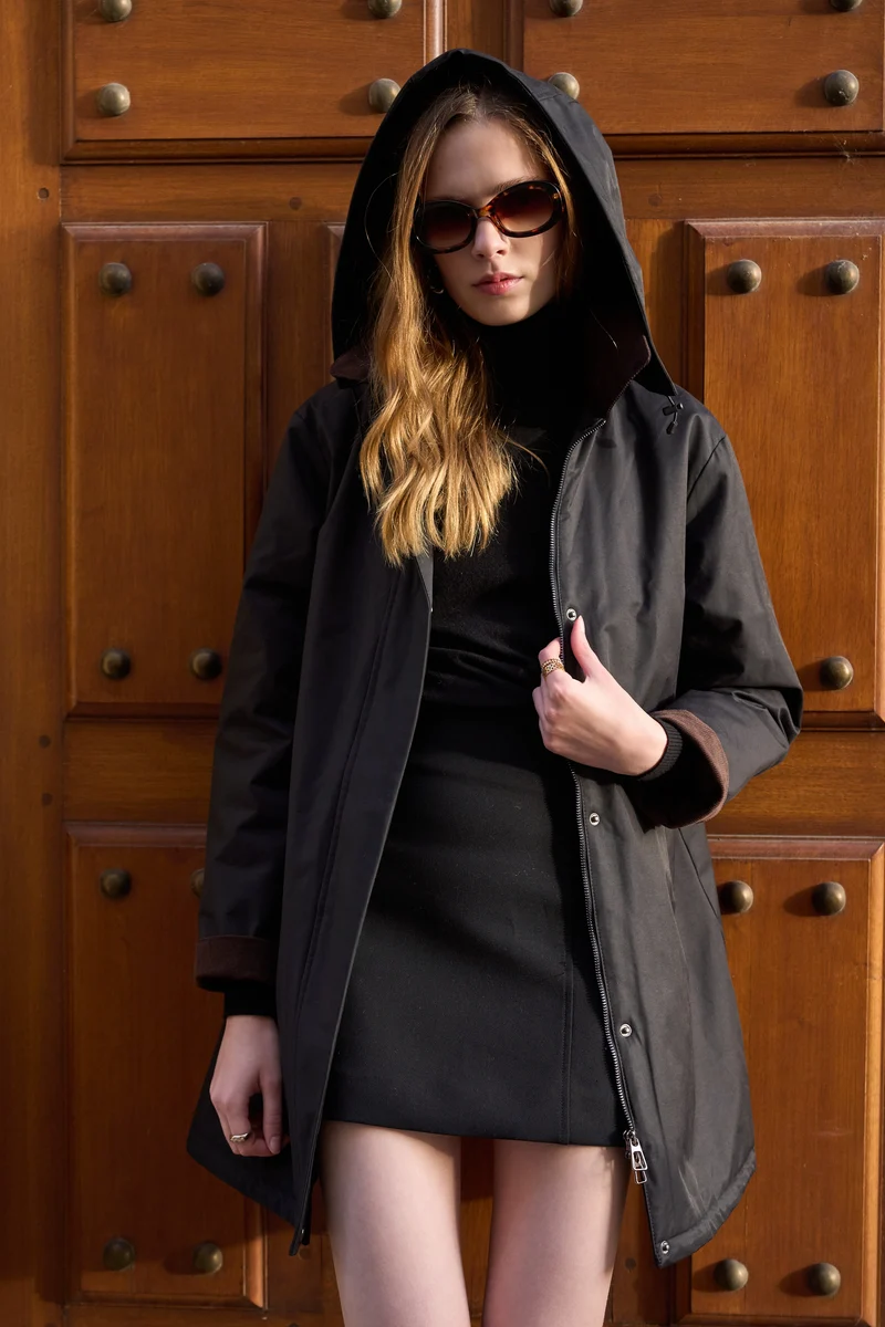 Veste coton fourrée longue