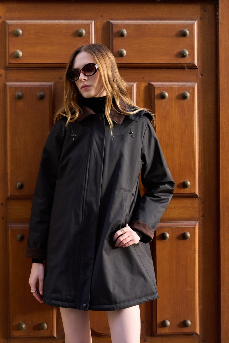 Veste coton fourrée longue