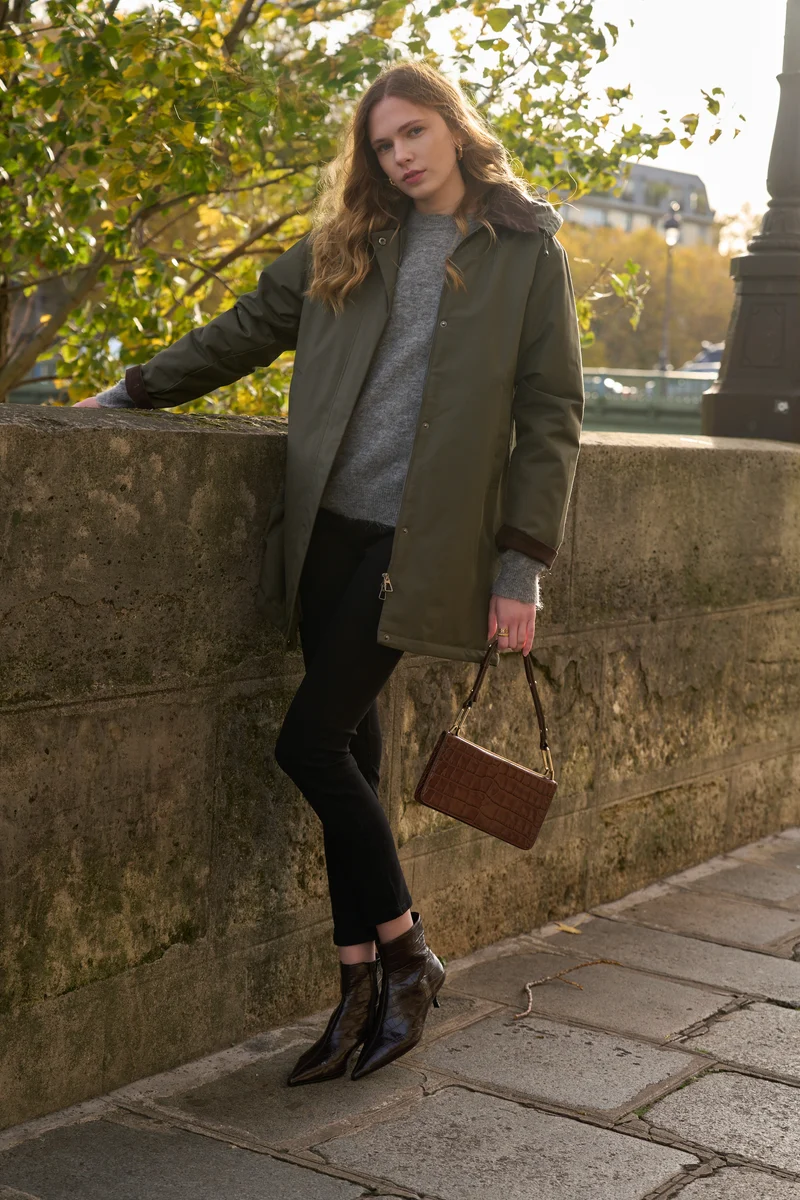 Veste coton fourrée longue