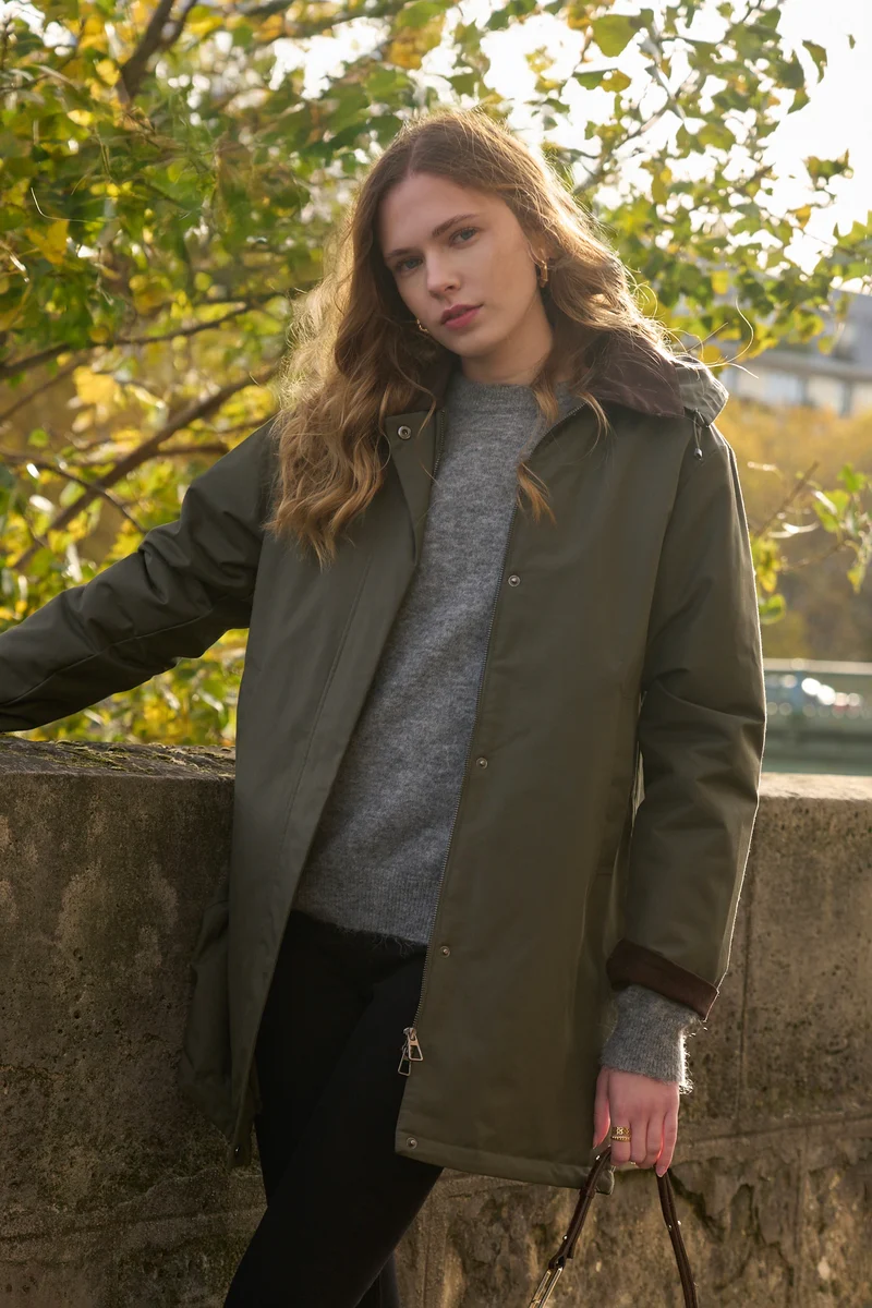 Veste coton fourrée longue