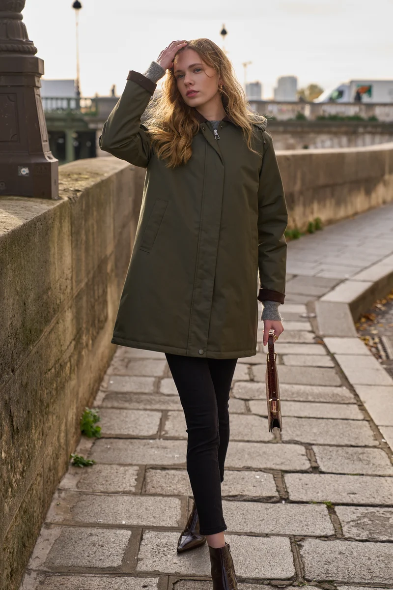 Veste coton fourrée longue