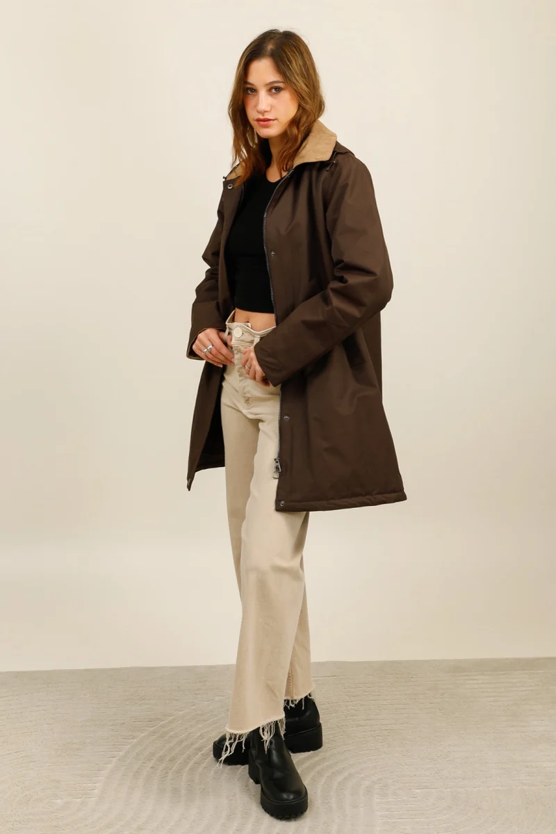 Veste coton fourrée longue