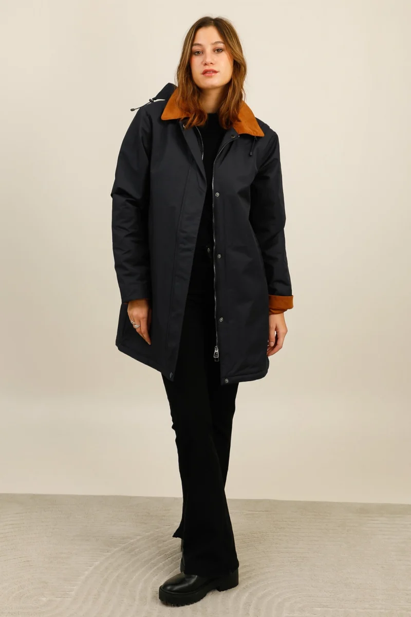 Veste coton fourrée longue