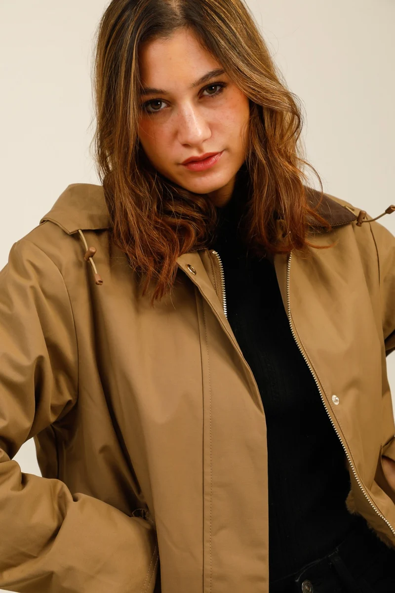 Veste coton fourrée longue