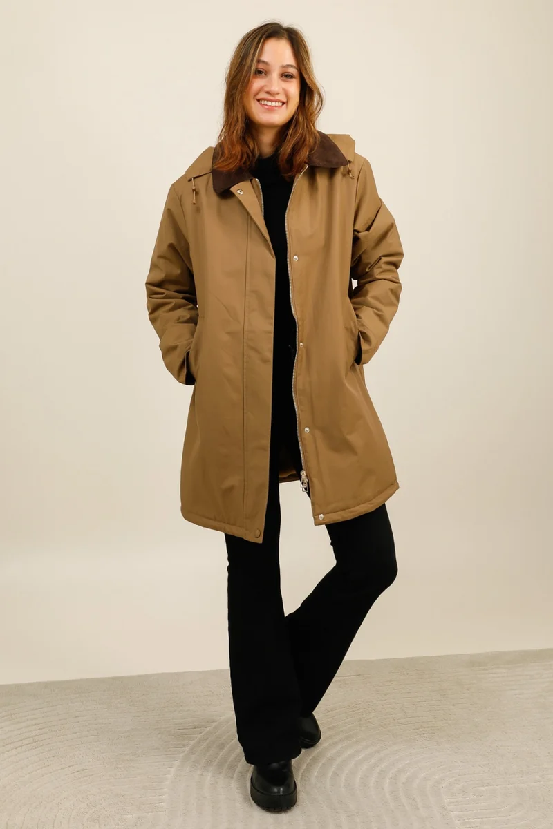Veste coton fourrée longue