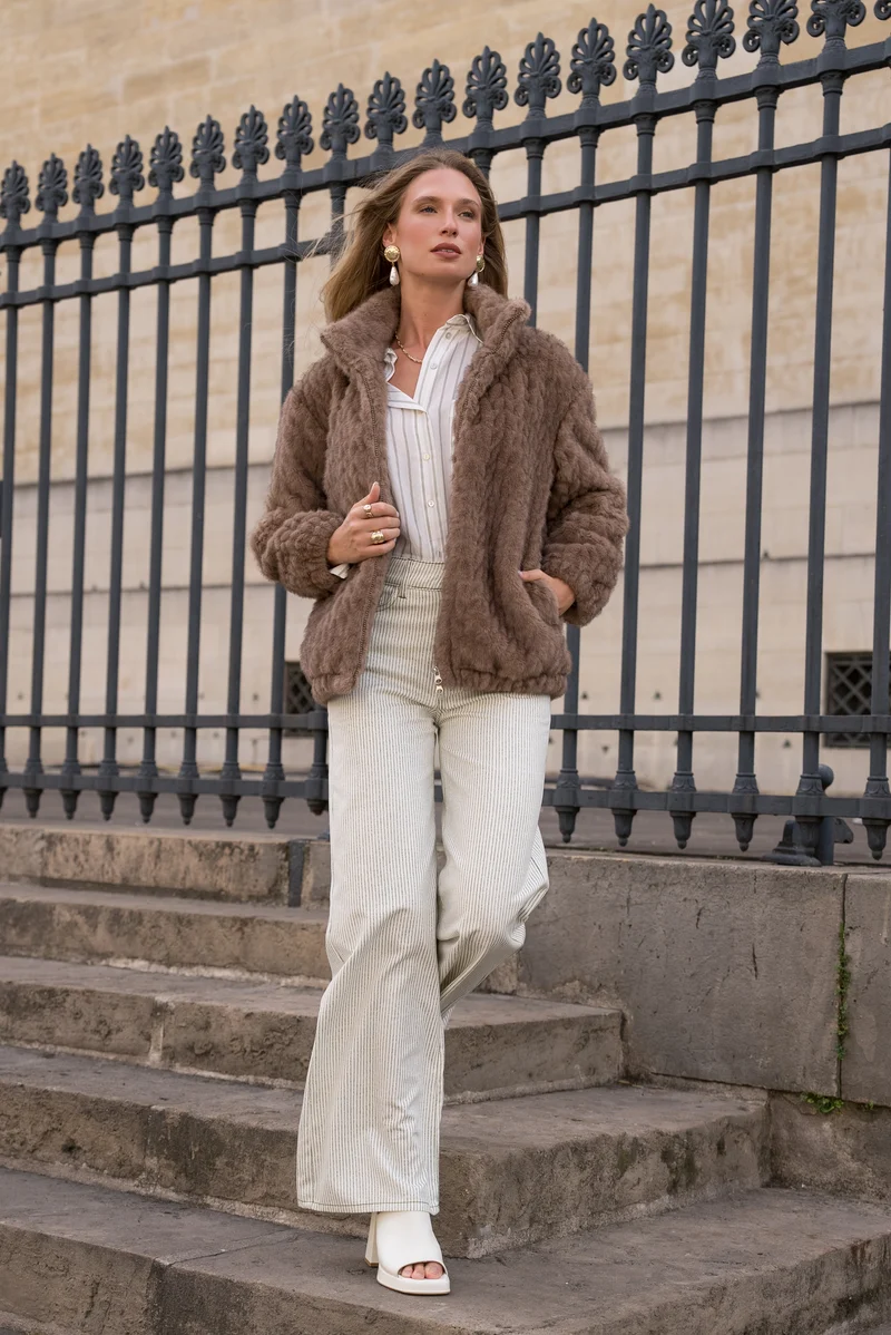 Veste en fausse fourrure effet tressé