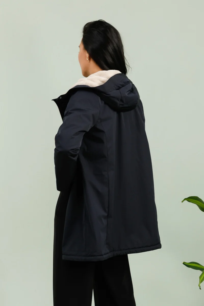 Parka fourrée bicolore longue