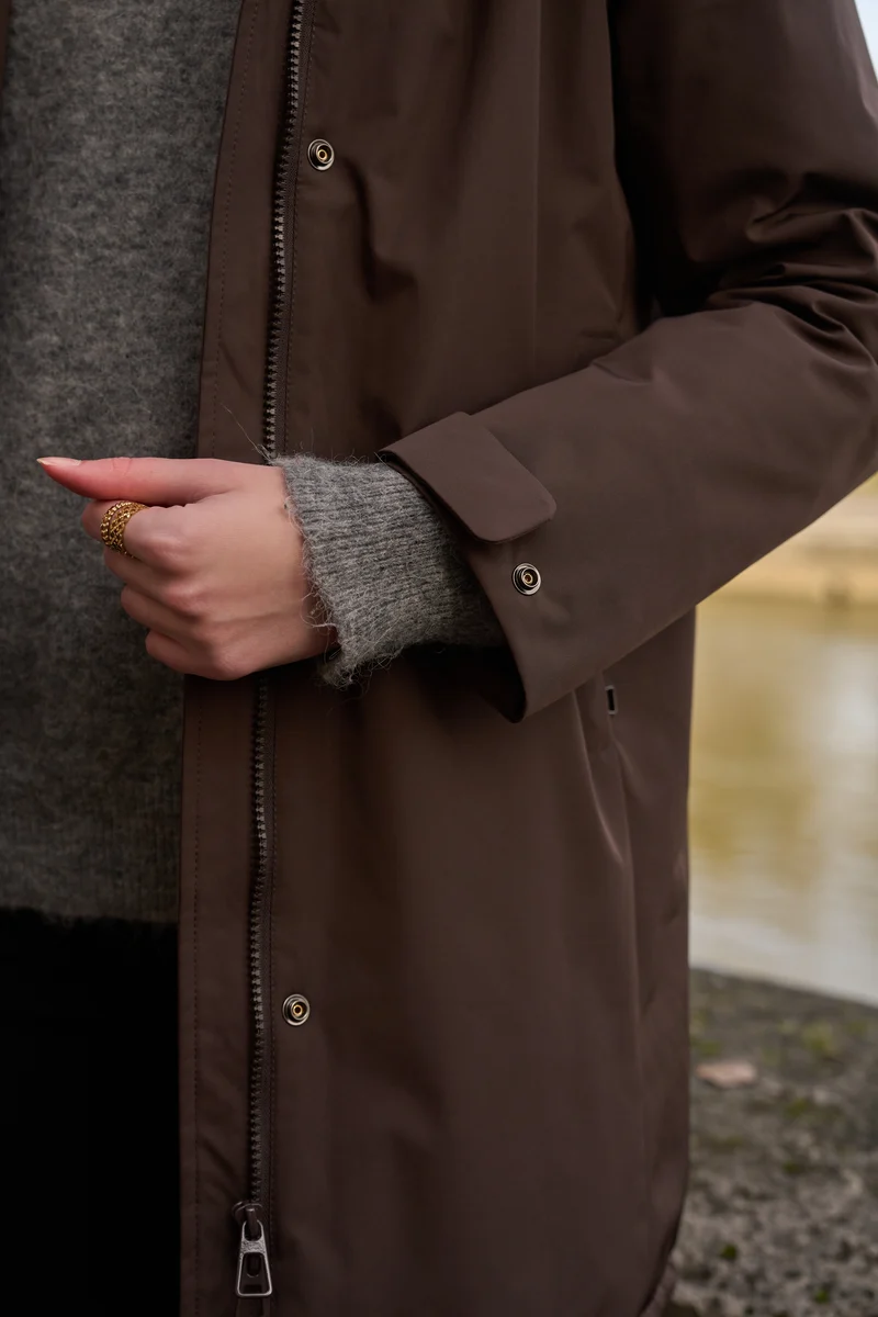 Parka fourrée bicolore longue