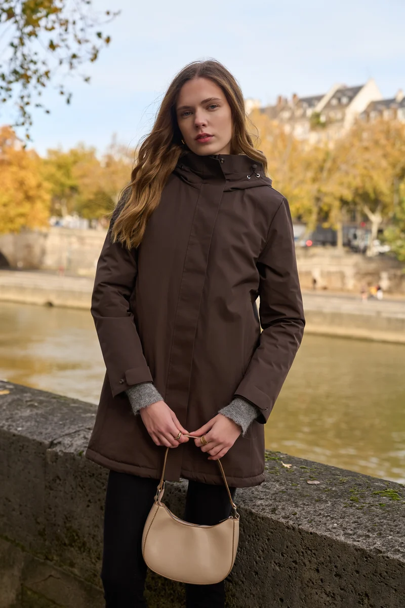 Parka fourrée bicolore longue