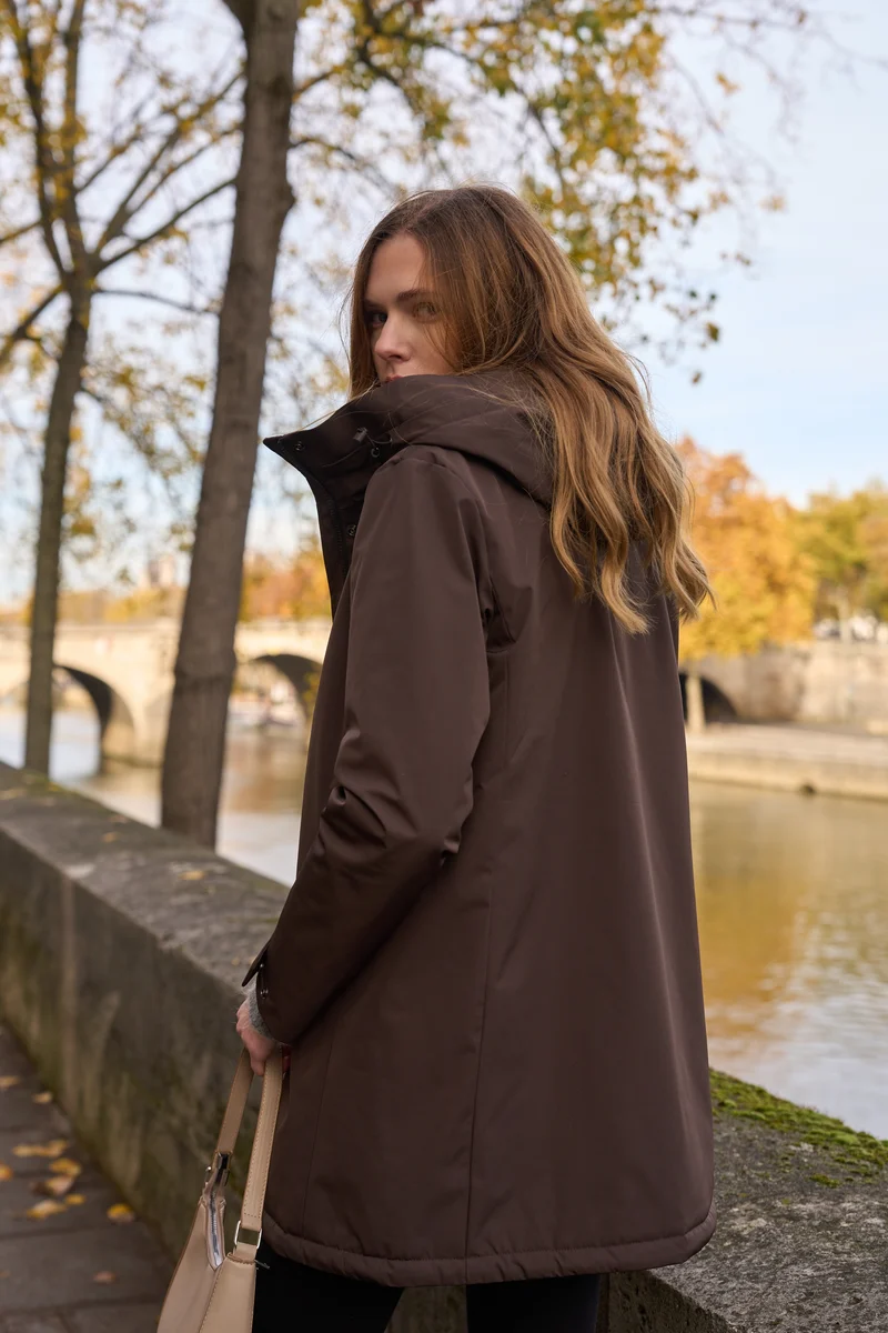Parka fourrée bicolore longue