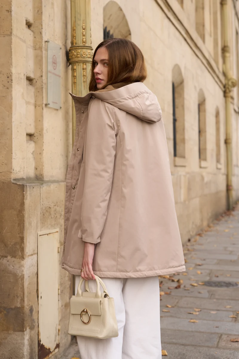 Parka fourrée bicolore longue