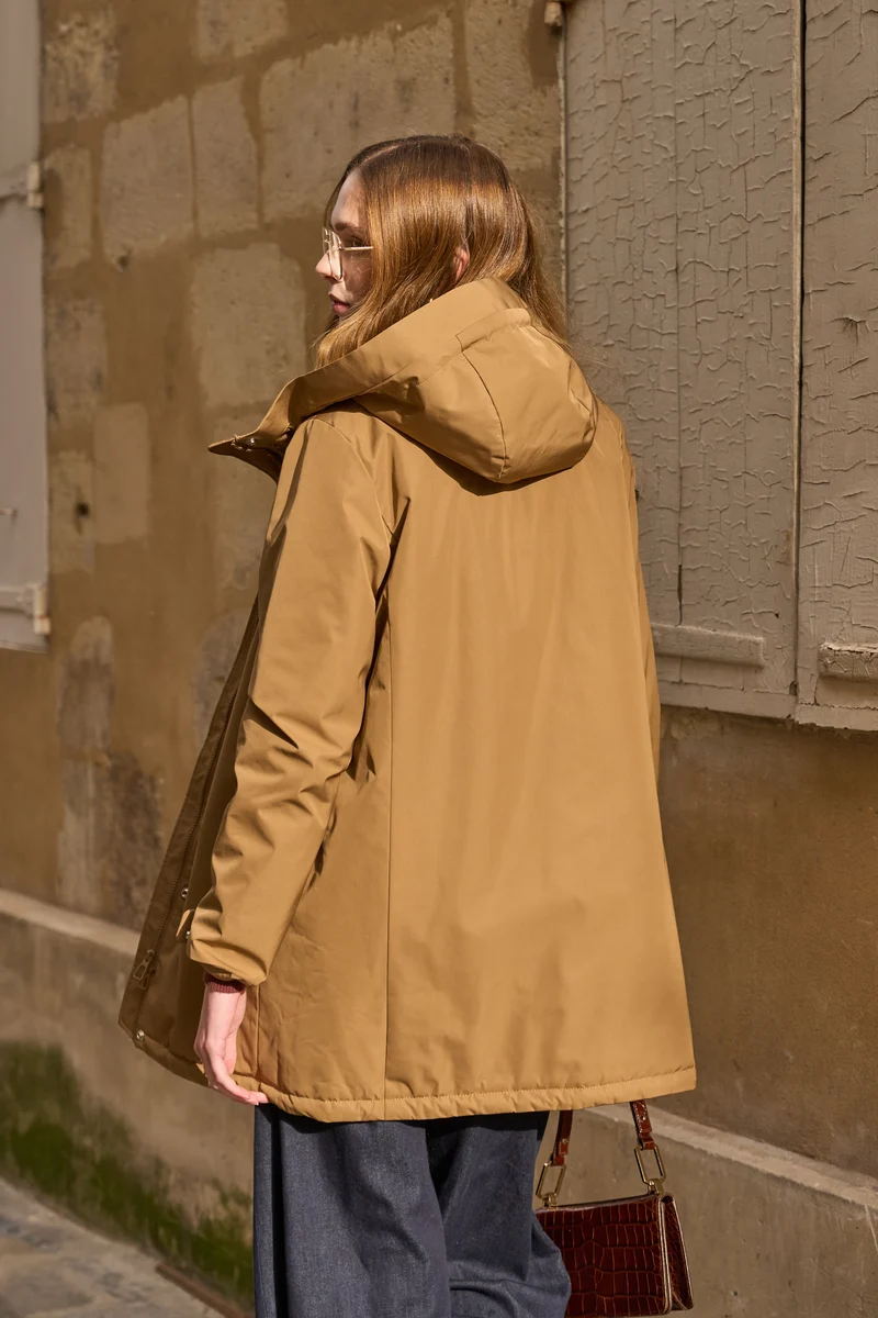 Parka fourrée bicolore longue