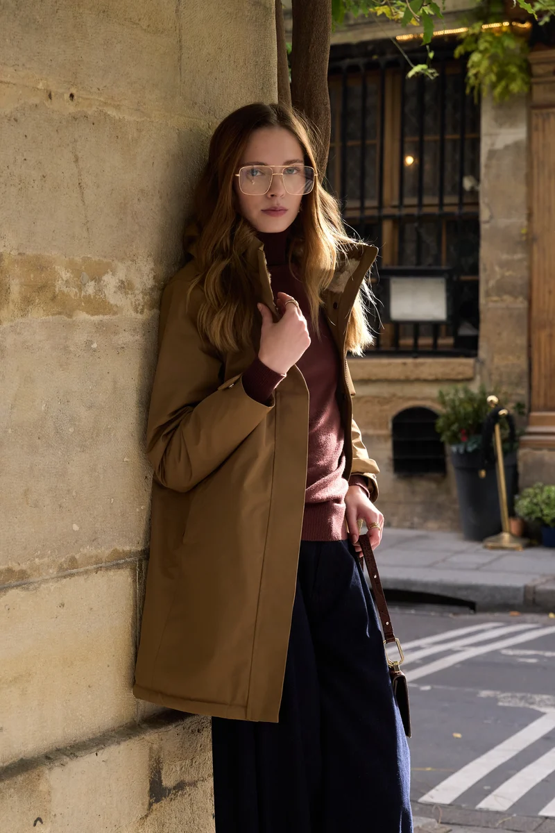 Parka fourrée bicolore longue
